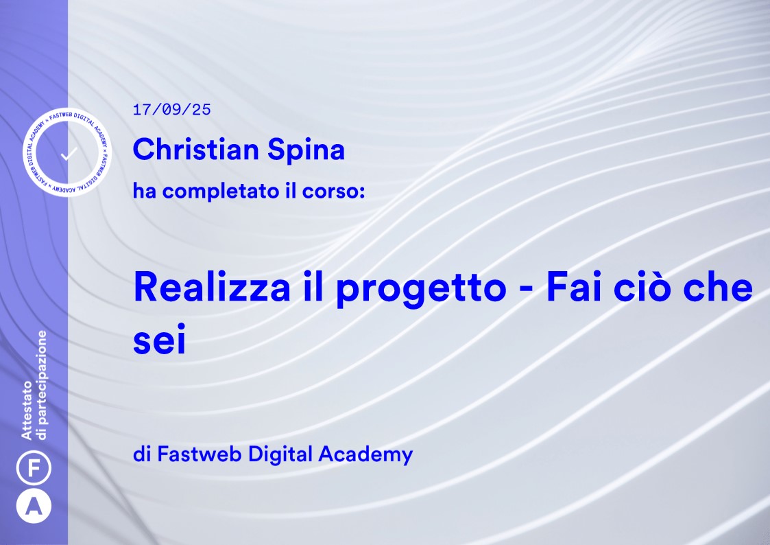 Realizza il progetto - Fai ciò che sei